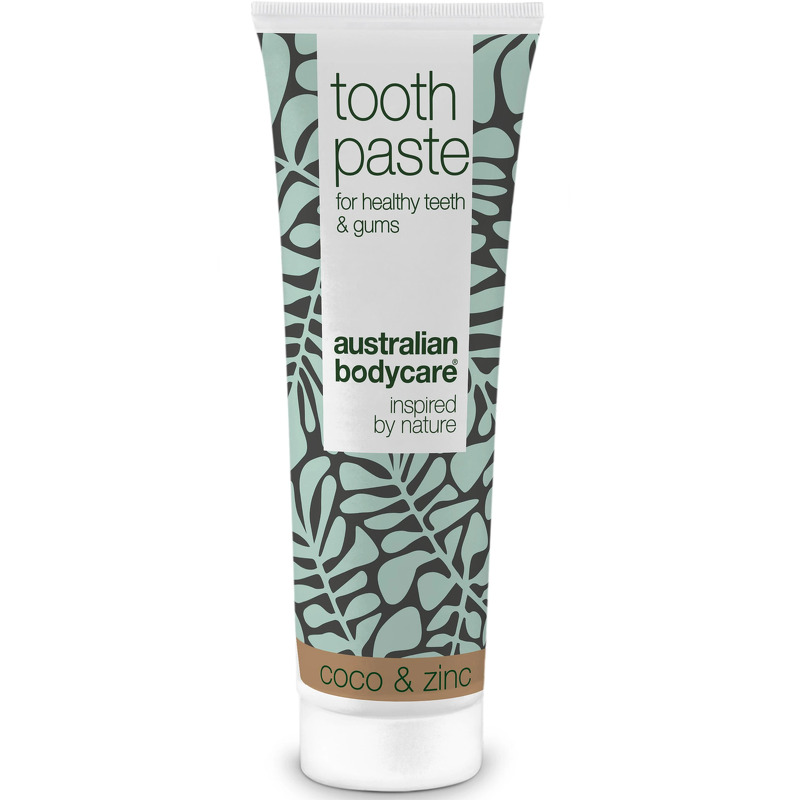 Tea Tree Oil Tandpasta med fluor â Til god mundhygiejne og pleje ved paradentose og mundsvamp - Coconut & Zinc