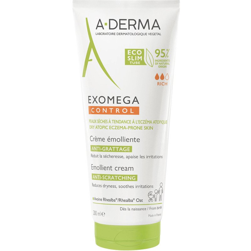 A-Derma Exomega Control Anti-Itching Emollient Cream Eco-Slim Tube 200ml