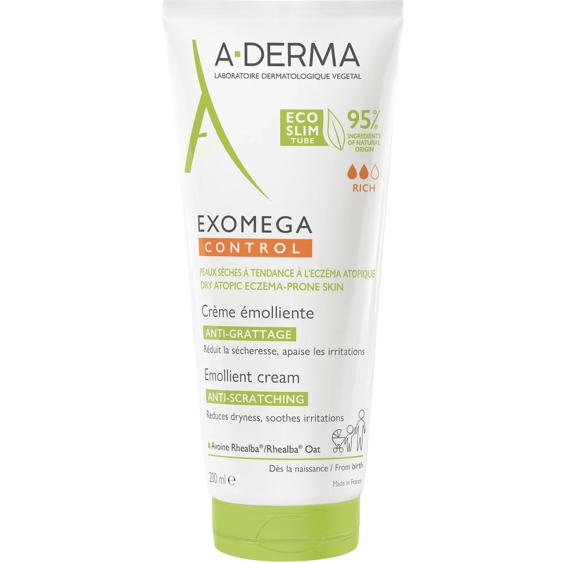 A-Derma Exomega Control Anti-Itching Emollient Cream Eco-Slim Tube 200ml