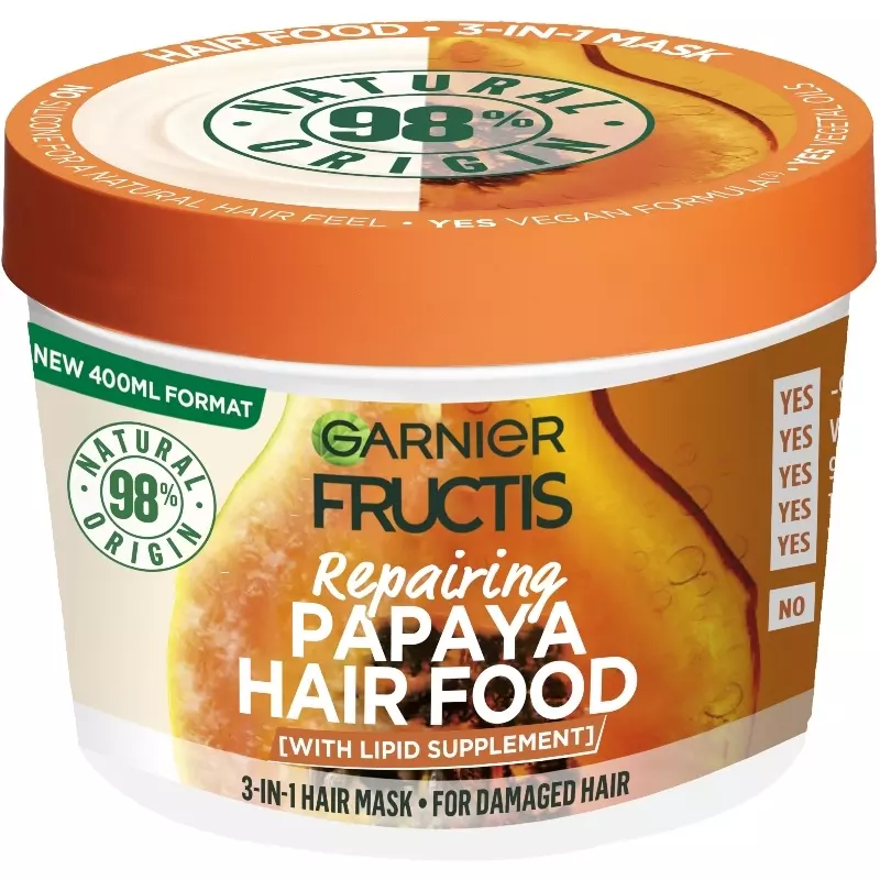 Se Garnier Fructis Hair Food Papaya Mask 400 ml hos NiceHair.dk