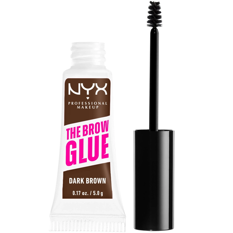Se NYX Prof. Makeup The Brow Glue Instant Styler 5 gr. - 04 Dark Brown hos NiceHair.dk