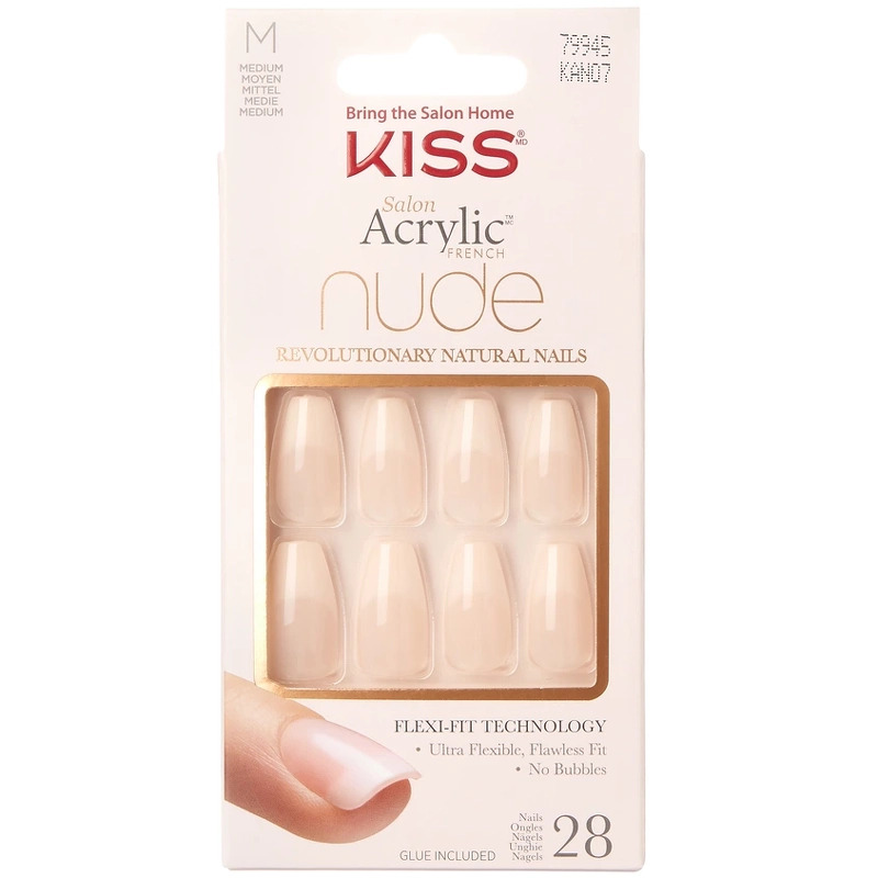 Kiss Salon Acrylic Nude French Nails - KAN07 thumbnail