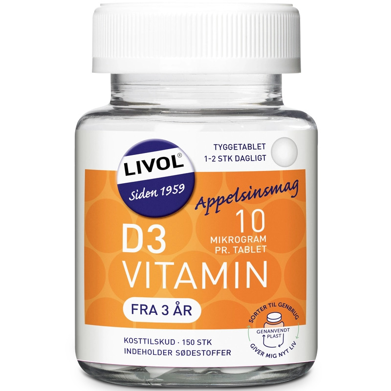 Se Livol D3 Vitamin Appelsinsmag 150 Pieces hos NiceHair.dk