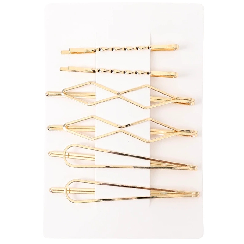 Se NICMA Styling Golden Hair Pins 6-pack - Geometric hos NiceHair.dk