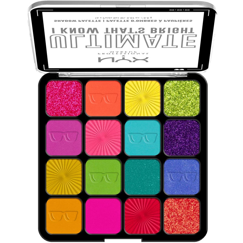 Se NYX Prof. Makeup Ultimate Shadow Palette 16 x 0,2 gr. - 04W I Know That's Bright hos NiceHair.dk