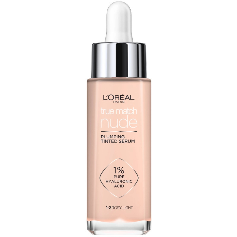 Se L'Oreal Paris Cosmetics True Match Nude Plumping Tinted Serum 30 ml - No. 1-2 Rosy Light hos NiceHair.dk