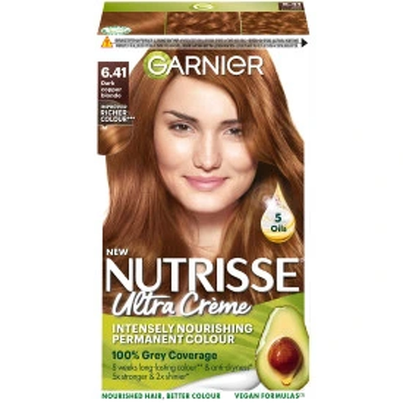 Se Garnier Nutrisse Ultra Creme - 6.41 Dark Copper Blonde hos NiceHair.dk