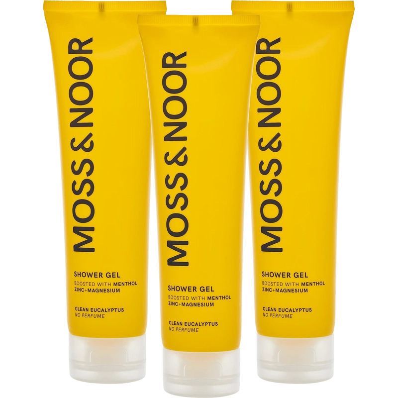 Moss & Noor After Workout Shower Gel 3 Pack - Clean Eucalyptus - 3 x 450 ml - 3 x 150 ml