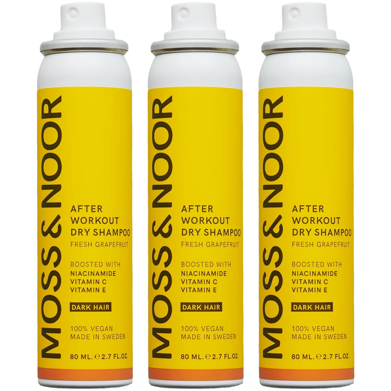 Moss & Noor After Workout Dry Shampoo Dark Hair Pocket Size 3 Pack - 3 x 240 ml - 3 x 80 ml