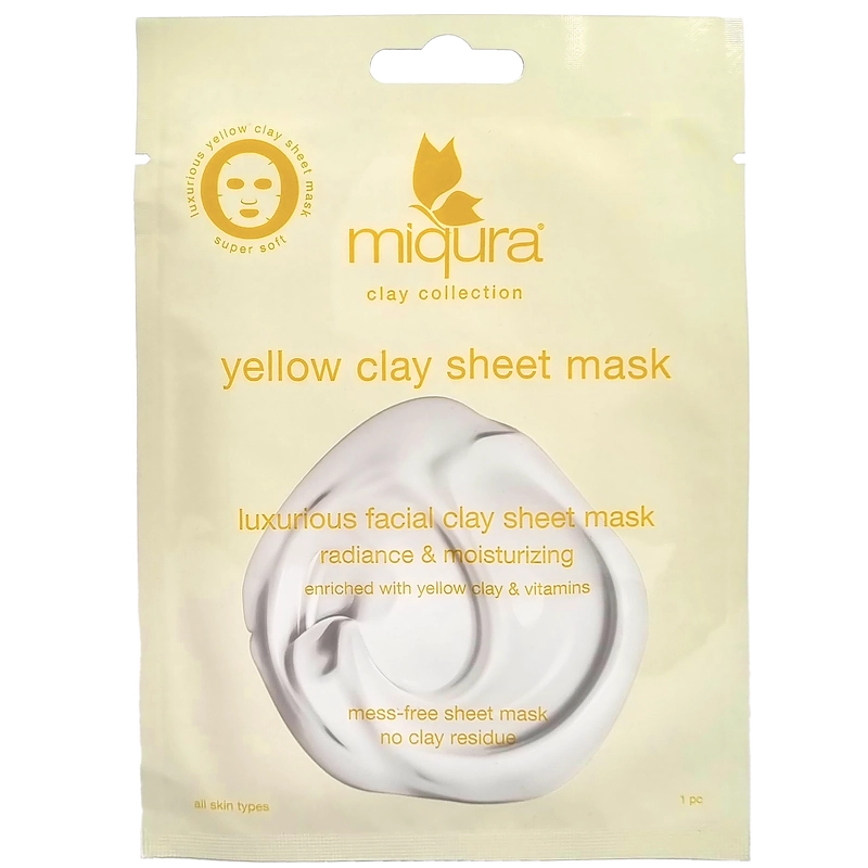 Se Miqura Yellow Clay Sheet Mask 1 Piece hos NiceHair.dk