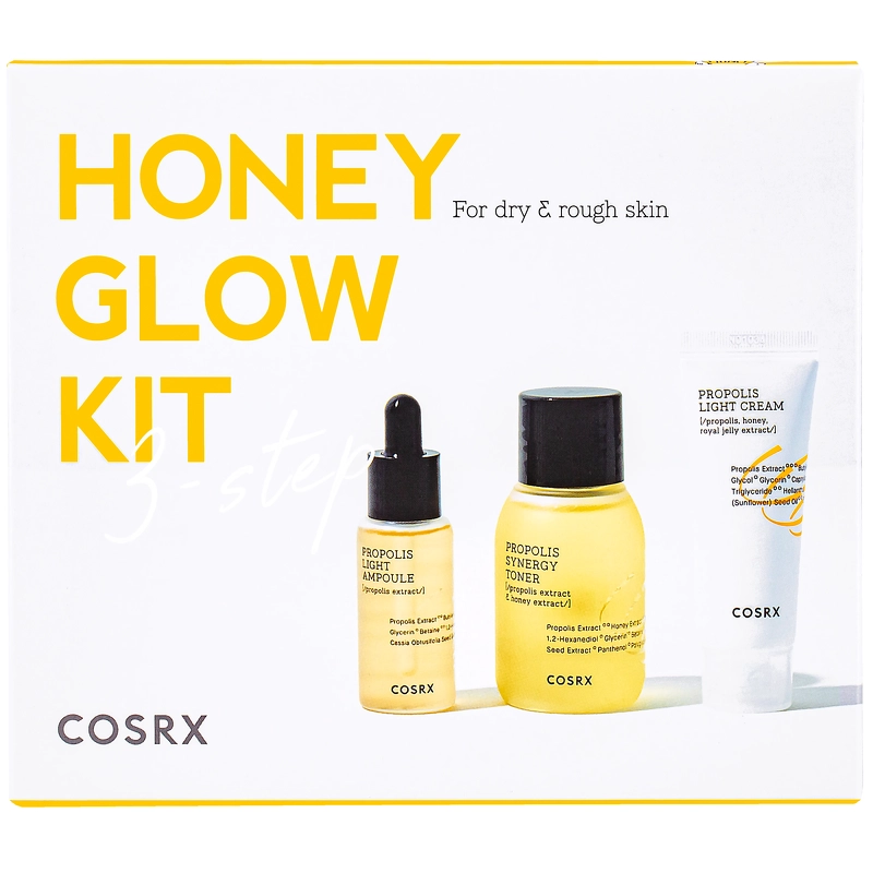 Se COSRX Honey Glow Propolis Trial Kit hos NiceHair.dk