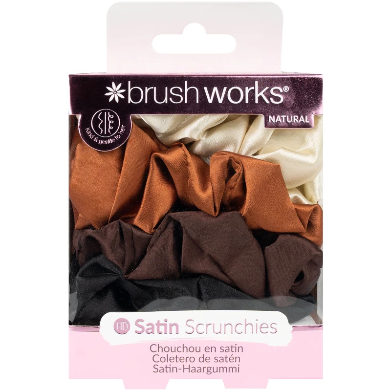 Brushworks Natural Satin Scrunchies 4 pieces