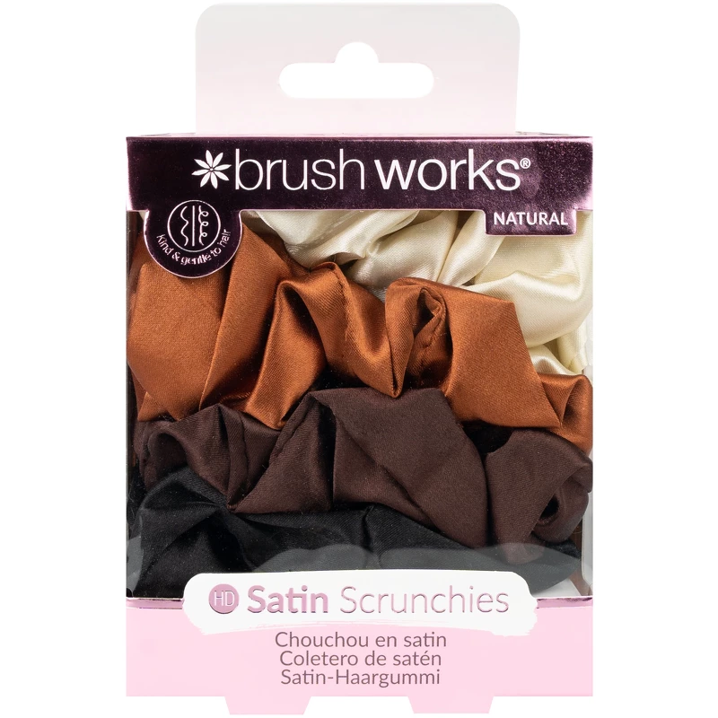 Brushworks Natural Satin Scrunchies 4 Pieces thumbnail
