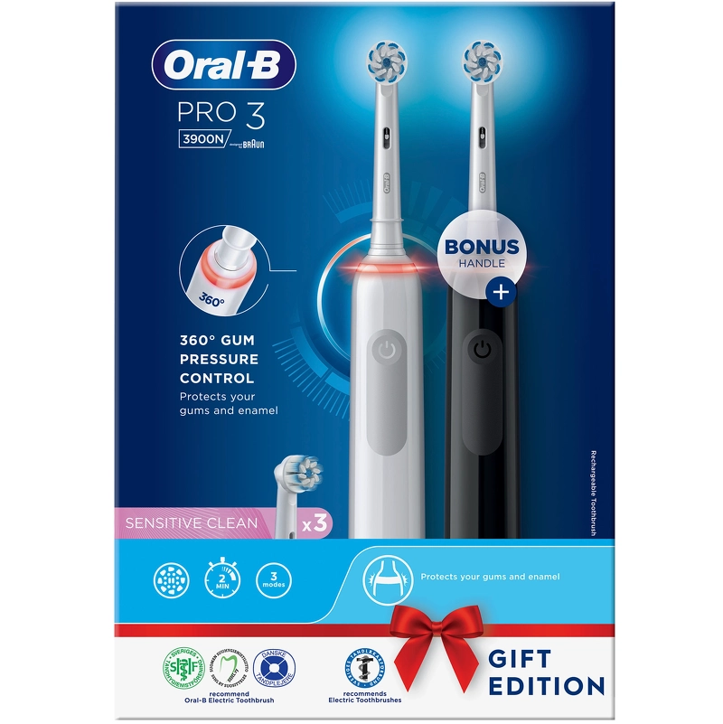 Oral-B Pro 3 3900N Sensitive White + Bonus Handle