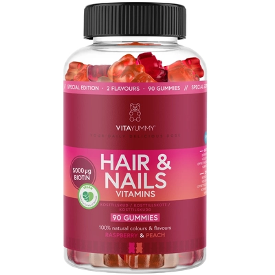 VitaYummy Hair & Nails Mixed Raspberry & Peach 90 Pieces (Limited Edition)