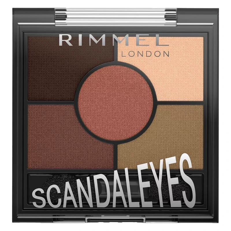 Se RIMMEL Scandal 5 Pan Palette Eyeshadow 3,8 gr. - 002 Brixton Brown hos NiceHair.dk