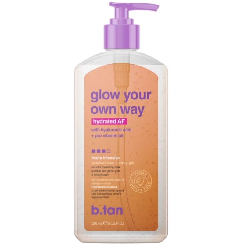 Se b.tan - Glow Your Own Way Hydrated AF Tanning Gel 236 ml hos NiceHair.dk