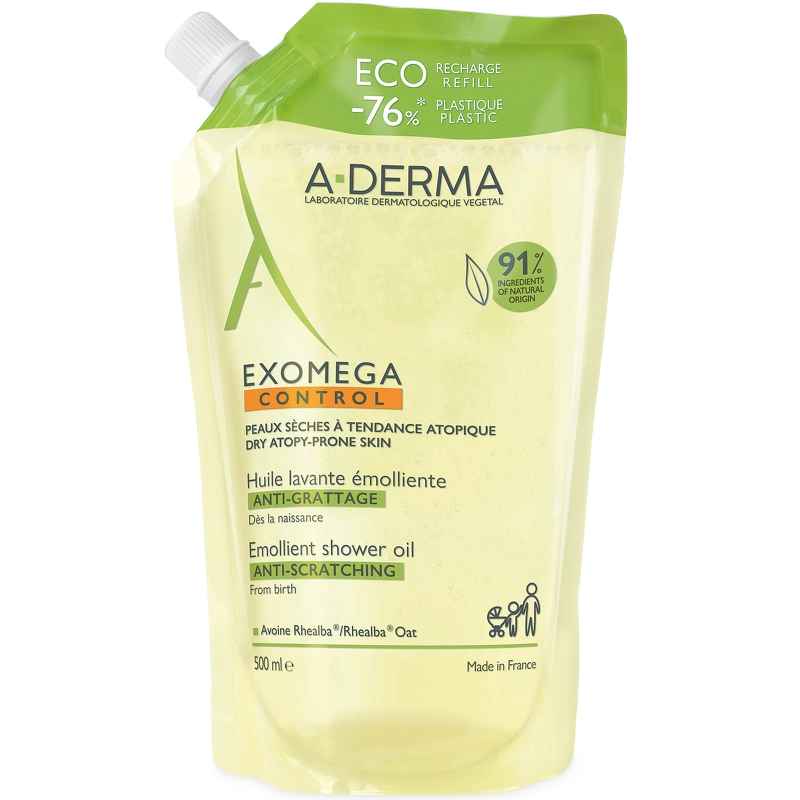 A-DERMA Exomega Control Shower Oil Eco Refill 500 ml