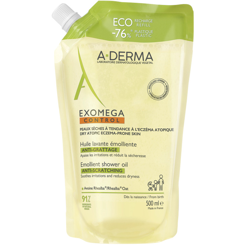 A-DERMA Exomega Control Shower Oil Eco Refill 500 ml