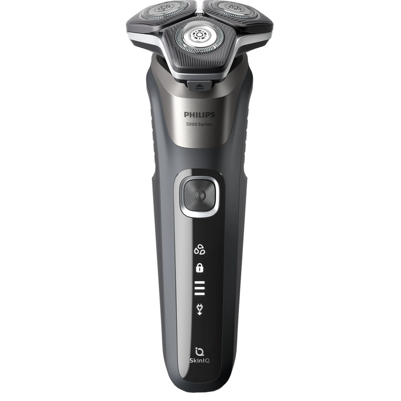 Philips SHAVER Series 5000 S5887/10 Elektrisk våd- og tørbarbermaskine - Roterende barbermaskine - SenseIQ - Grå - Genopladeligt batteri - Lithium-Ion (Li-Ion) - Indbygget batteri (S5887/10)