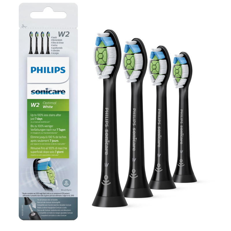 Philips Sonicare W2 Optimal White Toothbrush Heads - HX6064 Black 4 pieces
