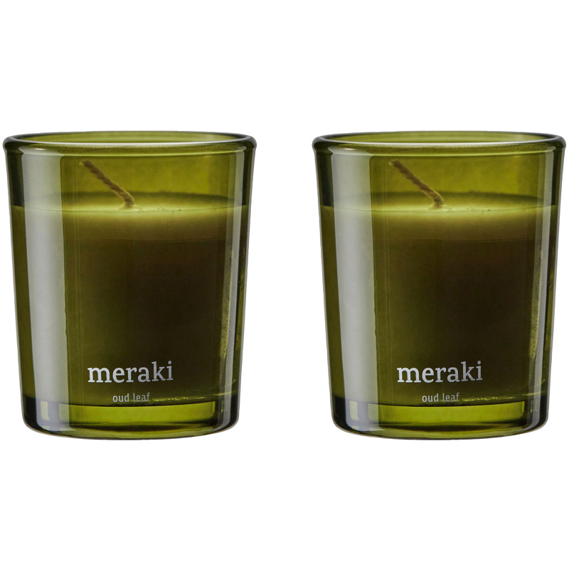 Meraki Meraki duftlys 12 timer 2-pak Oud leaf