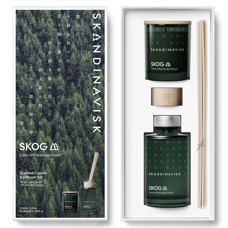 Skandinavisk SKOG duftlys & duftpinde 65 g + 100 ml