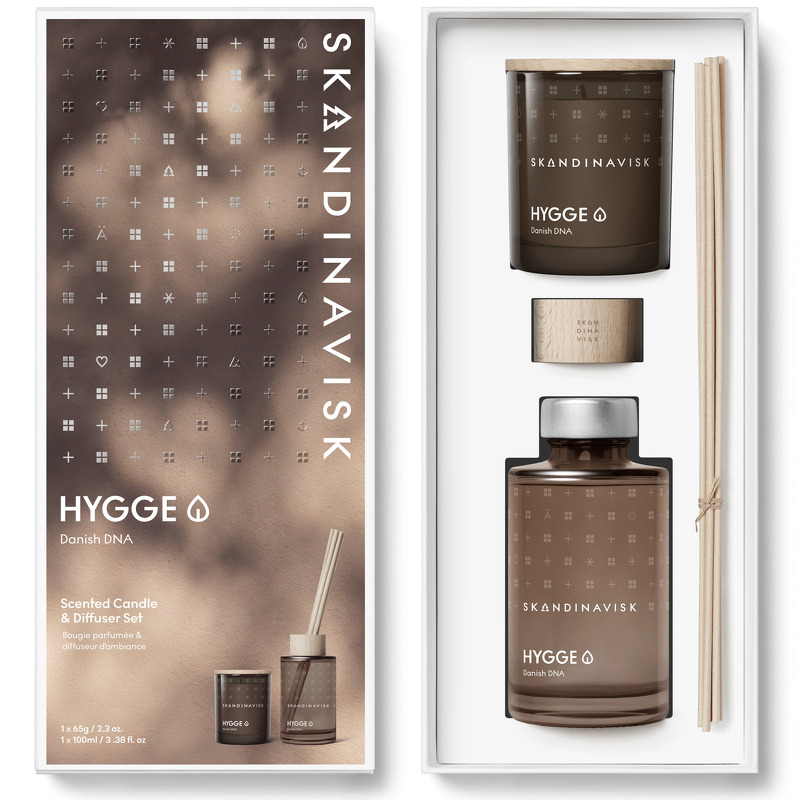 Skandinavisk HYGGE duftlys & duftpinde 65 g + 100 ml