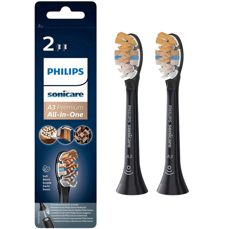 Philips Sonicare A3 Premium All-in-One Toothbrush Heads - HX9092/11 Black 2 pieces
