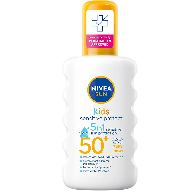 Nivea Kids Sensitive Protect & Play Sun Spray SPF 50+ 200 ml - Parfumefri solcreme