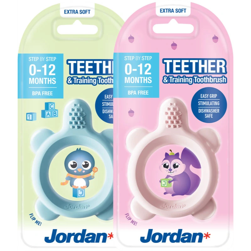 Jordan Teether & Traning Toothbrush Extra Soft 0-12 Ass. Farver