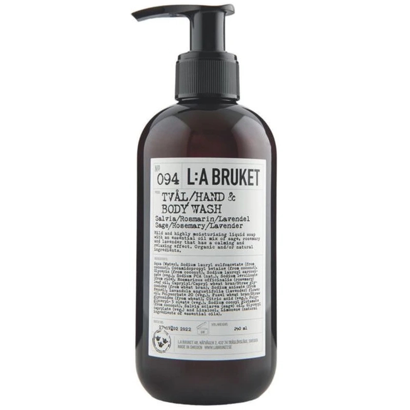 L:a Bruket 094 Hand og Body Wash Refill 240 ml – Sage/Rosemary/Lavender