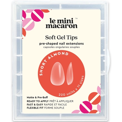 Le Mini Macaron Soft Gel Tips Matte & Pre Buff Effect 220 Pieces - Short Almond