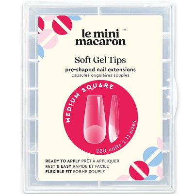 Le Mini Macaron Soft Gel Tips 220 Pieces - Medium Square