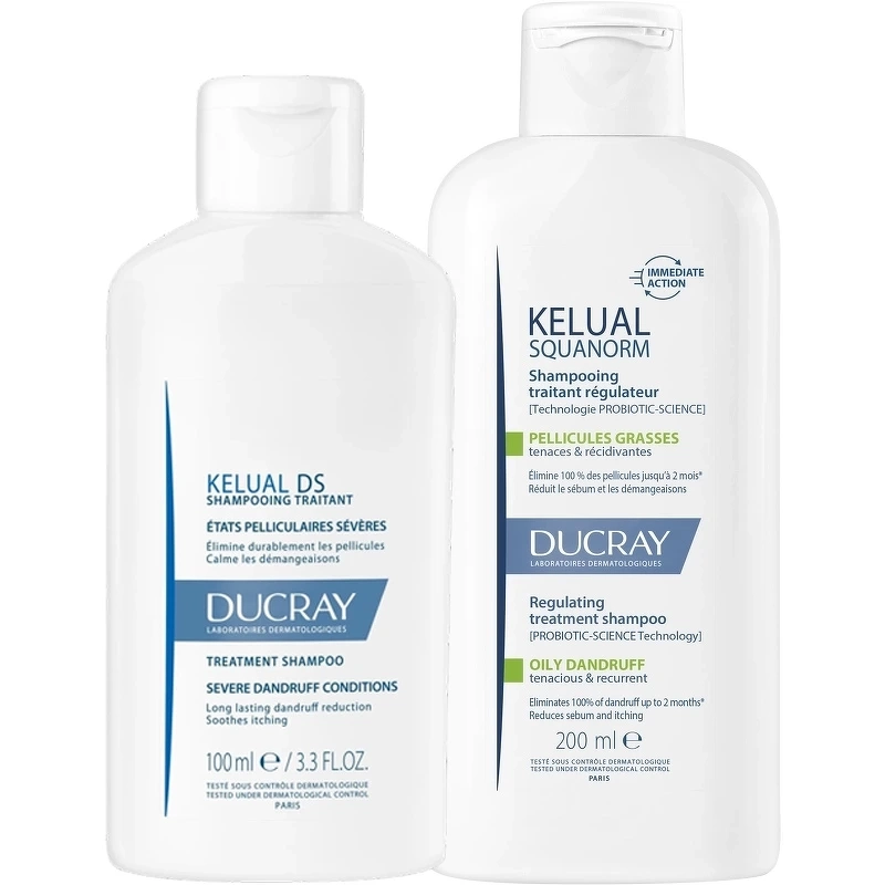 DUCRAY Kelual DS og Squanorm Shampoo Set – Oily Dandruff