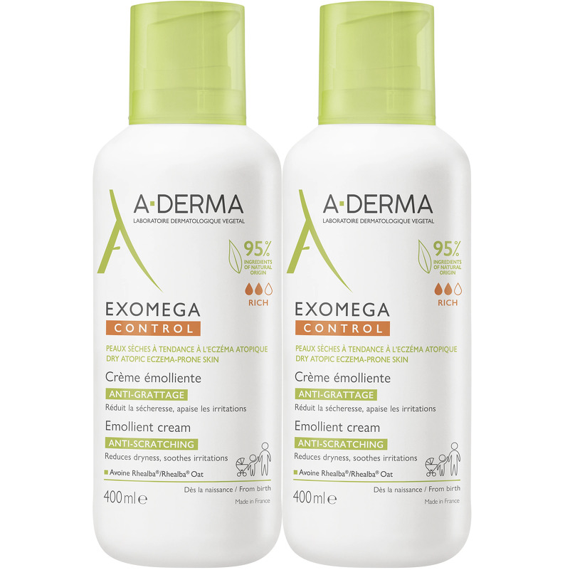 A-DERMA Exomega Control Emollient Cream Duo 2 x 400 ml (Limited Edition)