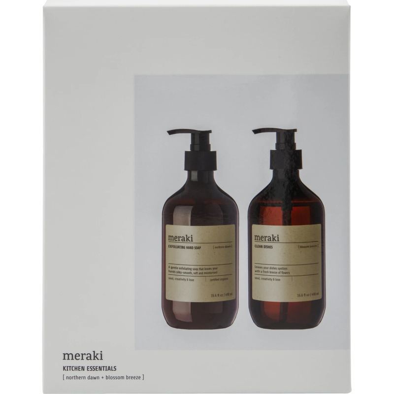 Meraki Gaveæske, Northern Dawn Exfoil. håndsæbe + Blossom Breeze opvaskemiddel, 2 x 490ml.