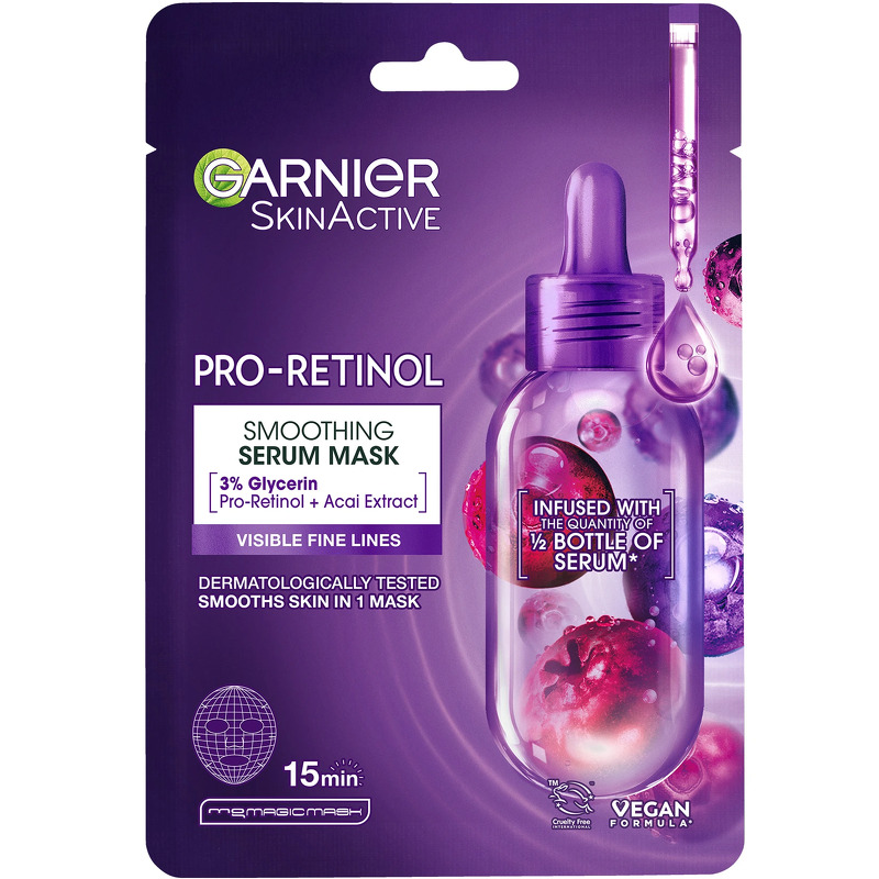 Garnier SkinActive Pro-Retinol Smoothing Serum Sheet Mask For All Skin Types - 22 g
