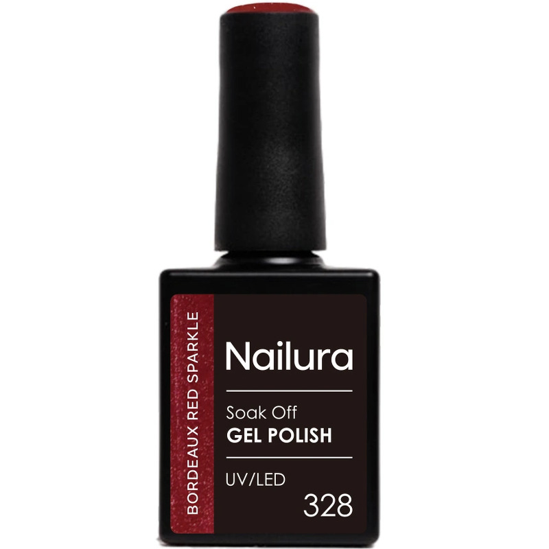 Nailura Gelpolish 328 – Bordeaux Red Sparkle – 10 ml