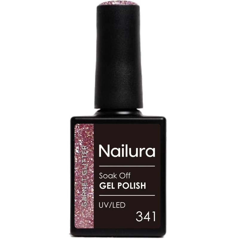 Nailura Gel Polish 341 Garnet Glitter – Dyb, støvet rosa-lilla med bærfarvede nuancer – 10 ml