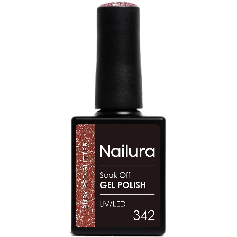 Nailura Gelpolish 342 – Ruby Red Glitter – 10 ml