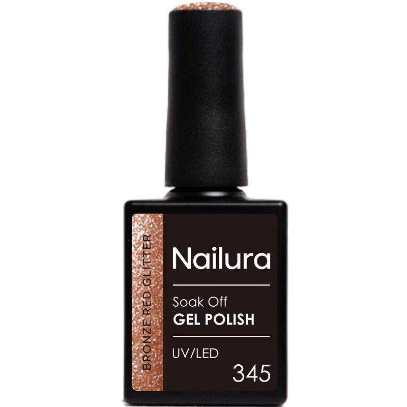 Nailura Gelpolish 345 – Bronze Red Glitter – 10 ml