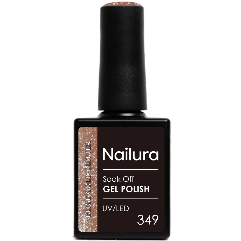 Nailura Gelpolish 349 – Beige Gold Glitter – 10 ml