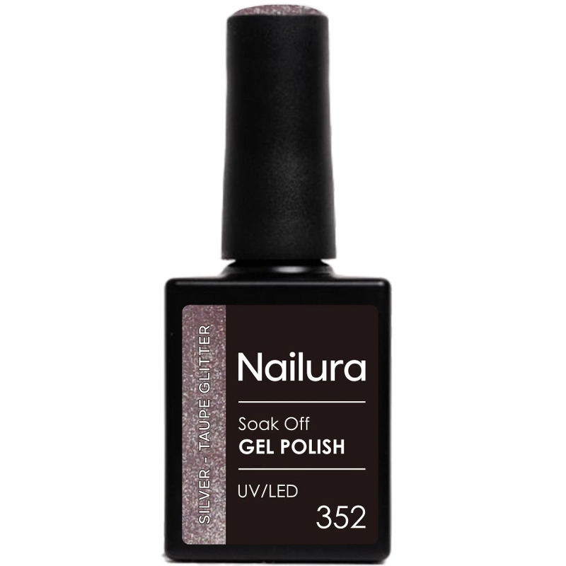 Nailura Gel Polish 352 – Silver Taupe Glitter – 10 ml