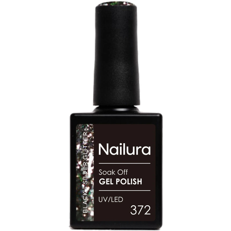 Nailura Gel Polish 372 – Black Silver Glitter – 10 ml