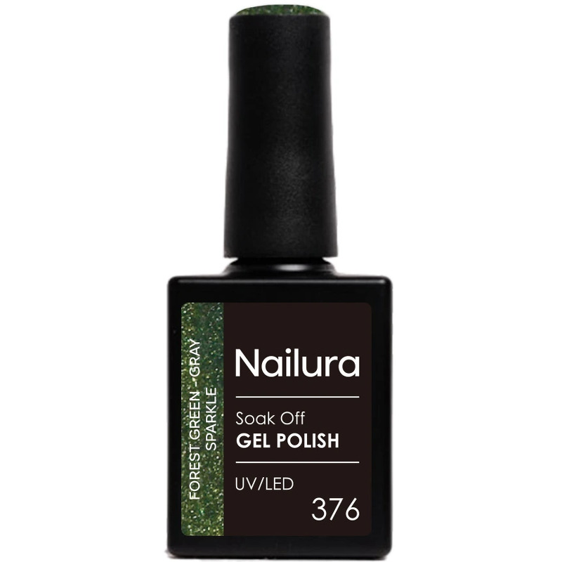 Nailura Gel Polish 10 ml - 376 Forest Green Gray Sparkle