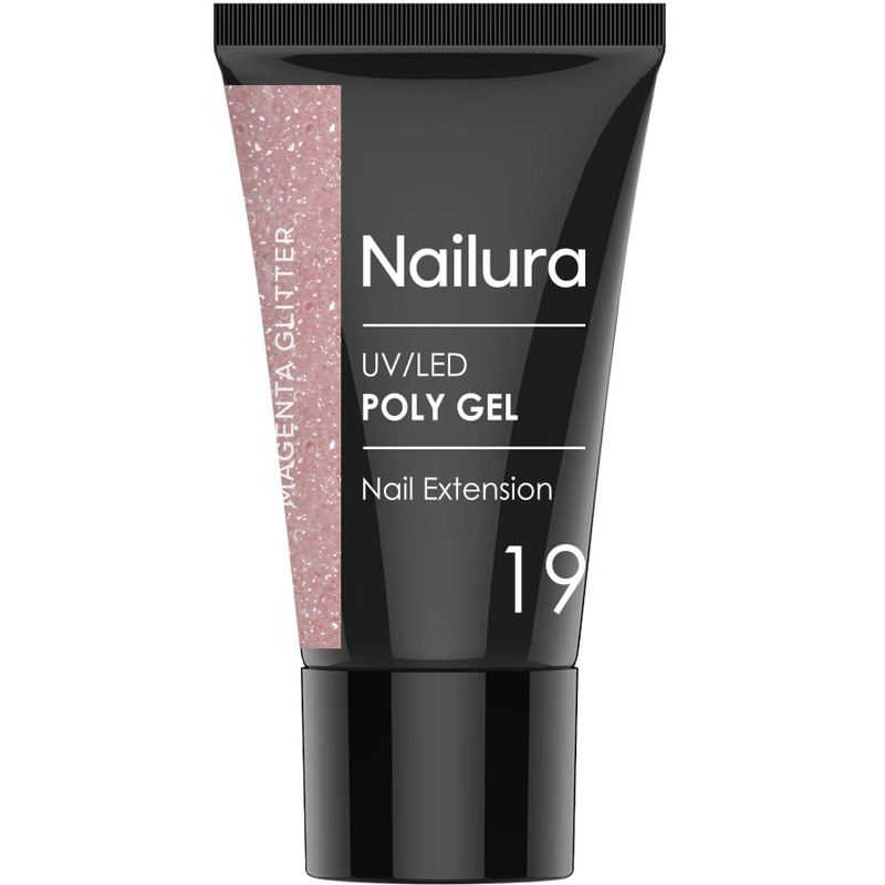 Nailura Poly Gel 19 – Magenta Glitter – 30 ml
