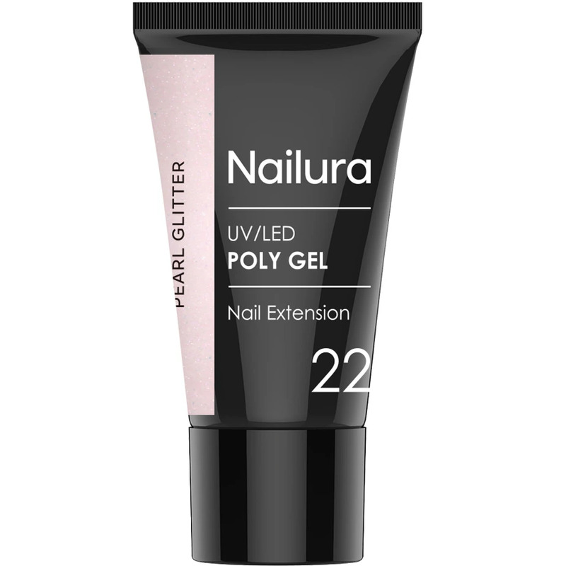Nailura Poly Gel 22 – Pearl Glitter – Lys, perlemorsfarvet nude – 30 ml