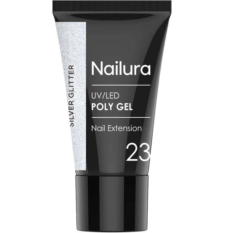 Nailura Poly Gel 23 – Sølvglitter – 30 ml