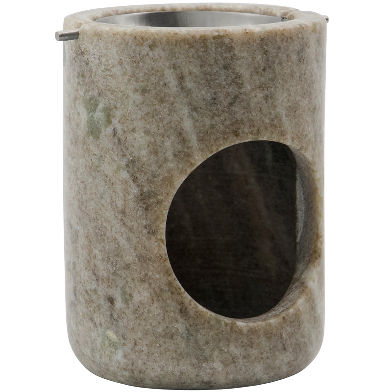Meraki - Oliebrænder Til Duft - Mkmarble - Beige - Sølv Finish